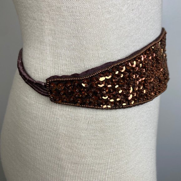 Vintage Brown & Bronze Sequin Belt - Has Original Tags - Straps Broken - Picture 5 of 12